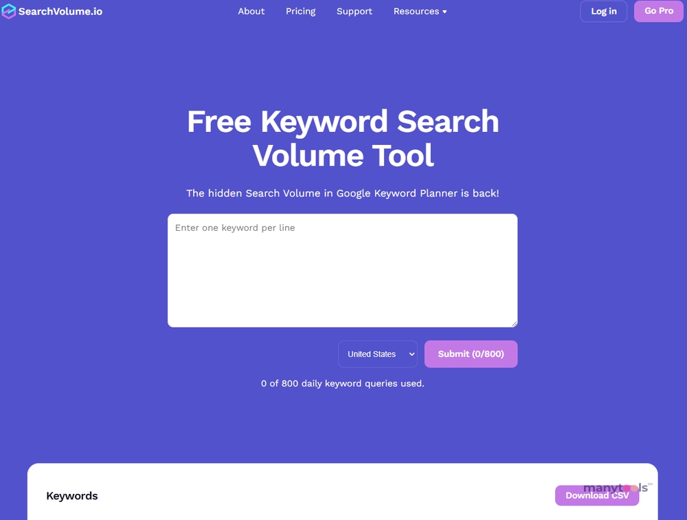 Bulk Keyword SearchVolume.io