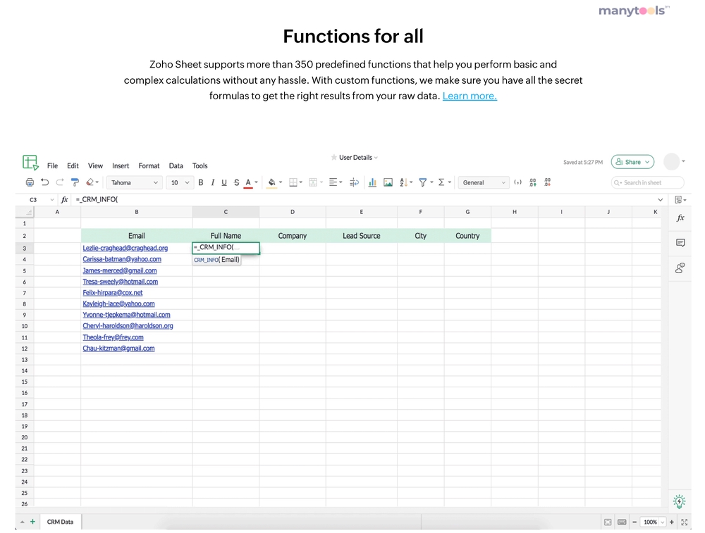 Zoho Sheets