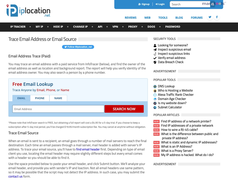 IPLocation Trace Email Source