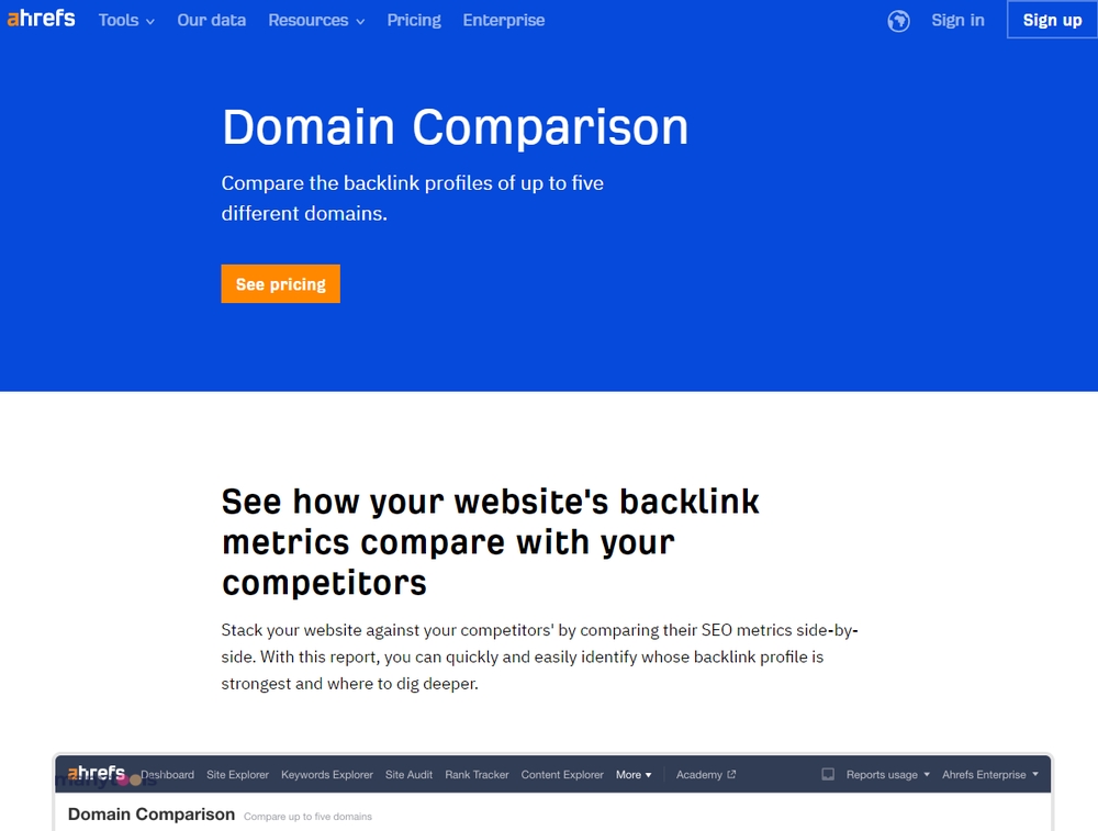 Ahrefs Domain Name Comparison