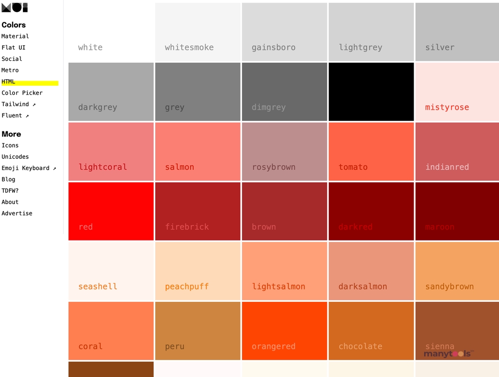 Material Design Color Palette