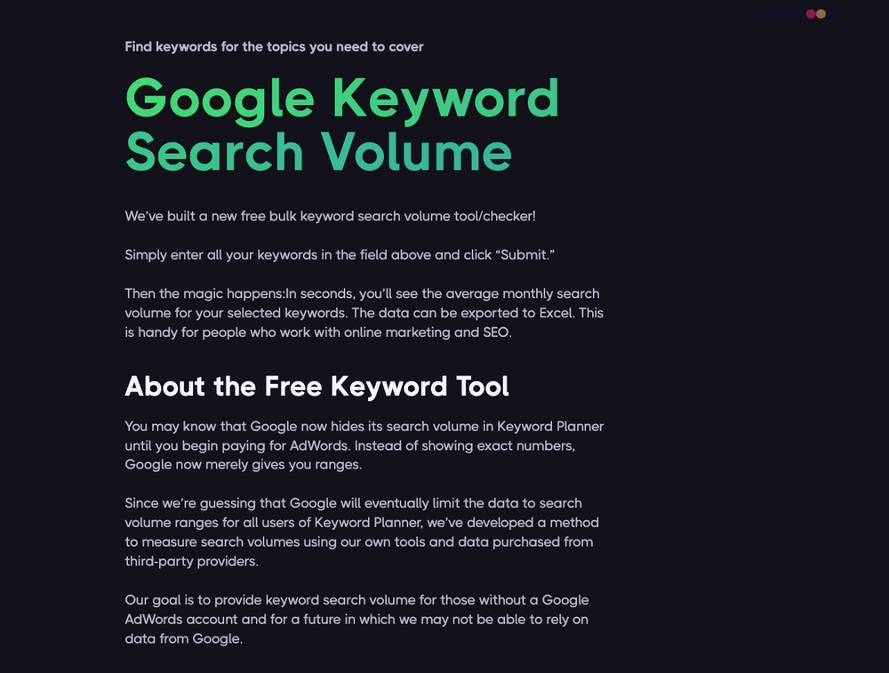 Bulk Keyword SearchVolume.io